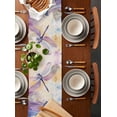 thumbnail image 2 of Purple Summer Dragonfly Table Runner 72 Inches, Spring Floral Watercolor Bed Runner Dresser Scarves Tabletop for Indoor Outdoor Parties/Ceremony/Banquet, 14" x 72", 2 of 8