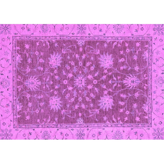 Ahgly Company Indoor Rectangle Oriental Purple Traditional Area Rugs, 2' x 5'