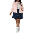 thumbnail image 3 of MODA NOVA Juniors Plus Size Outfits Classic Washed Front Frayed Denim Jacket, 3 of 6