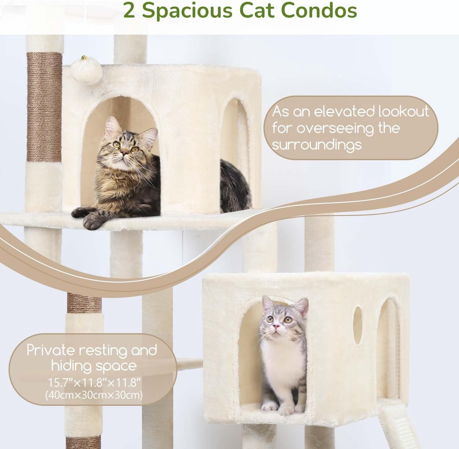 F70 Pro Cat Tree - 70" Tall, Removable Perch, Sisal Scratching Posts, Light Grey Heavy Duty Cat Tower for Large Cats