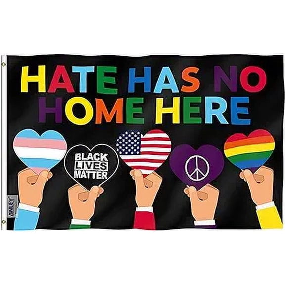 Anley Fly Breeze 3x5 Foot Hate Has No Home Here Flag - Human Rights LGBTQ BLM Flags Polyester