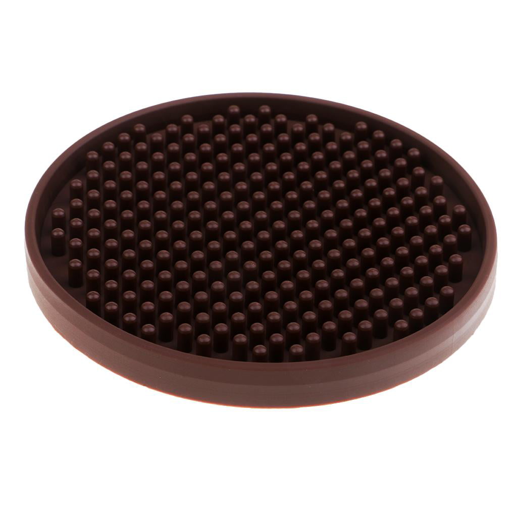 Round Drink Coasters Soft Silicone Cup Holder Mat Tableware Placemat Brown 