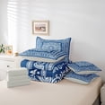 thumbnail image 6 of jejeloiu Nautical Vintage Floral 7pcs Queen Bedding For Men Women,Paisley Print Bedding Comforter Set Queen,Blue White,Light Gray Reversible, 6 of 7