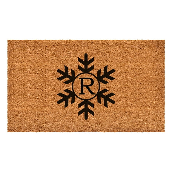 Snowflake Monogram Doormat, 17" x 29" (Letter R)
