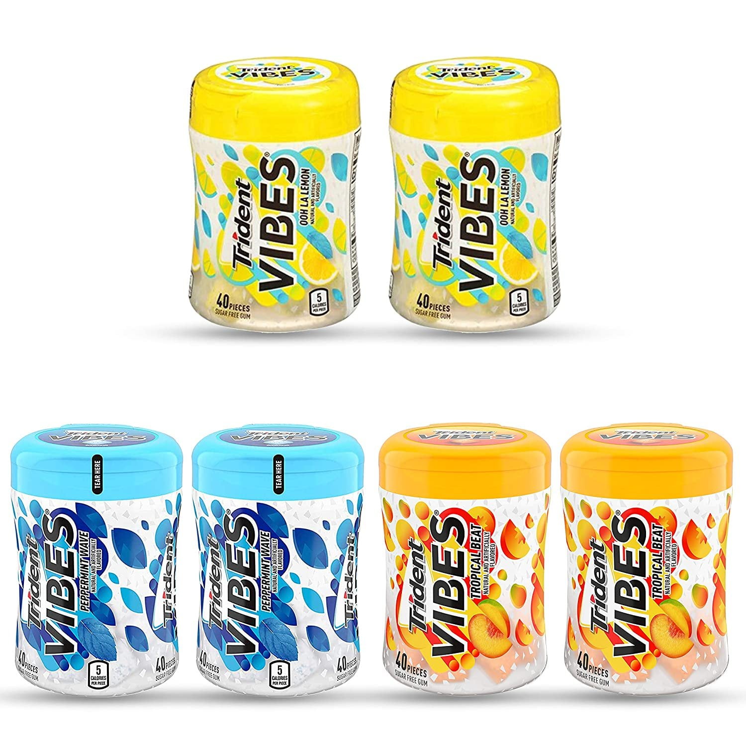Trident Vibes 3 Flavors Variety Pack Lemon, Tropical, Peppermint, Sugar