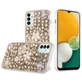 thumbnail image 4 of For Apple iPhone 11 (6.1") Bling Clear Crystal 3D Full Diamonds Luxury Sparkle Rhinestone Hybrid Protective Cover ,Xpm Phone Case [ Gold Pearl Flowers Perfume ], 4 of 5