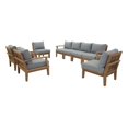 thumbnail image 2 of Modway Marina 8-Piece Solid Teak Wood Patio Sofa Set in Natural and Gray, 2 of 10