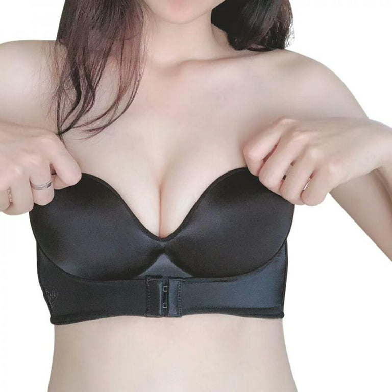 Big Clearance! Bras For Women,Womens Bras,One-Piece Non-Slip Invisible Bra  With Front Buckle And No Steel Ring Gathered Underwear 