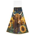 thumbnail image 7 of Haosy 2 Pack Kitchen Wash Cloths with Hanging Loops Absorbent Absorbent Quick Drying Hand Towels, Highland Cow in Sunflowers Field, 7 of 7
