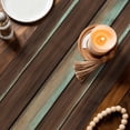 thumbnail image 4 of Table Runners 90 Inches Long, Brown Teal Wooden Cotton Linen Kitchen Dining Coffee Table Runner for Party Home Decor, Vintage Farmhouse Retro Art Tabletop Dresser Scarves Runner Decor 13x90 Inch, 4 of 9