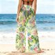 thumbnail image 4 of Pincandy Women Mesh Boho Beach Pants See Through Sheer Swimsuit Bikini Bottom Cover up Party Elastic High Waist Wide Leg Pants, 4 of 7