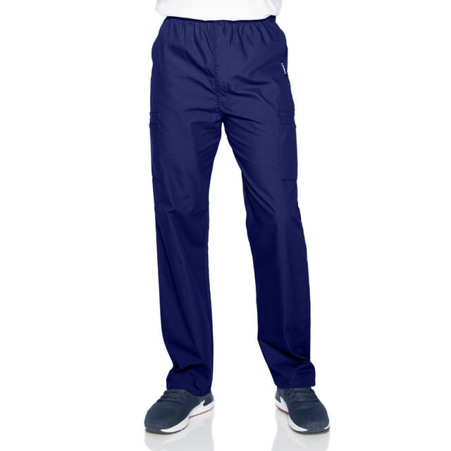 Landau Essentials 7 Pocket Scrub Pants for Men's: Classic Relaxed Fit, Elastic, Zipper Front, Pull-on Medical 8555