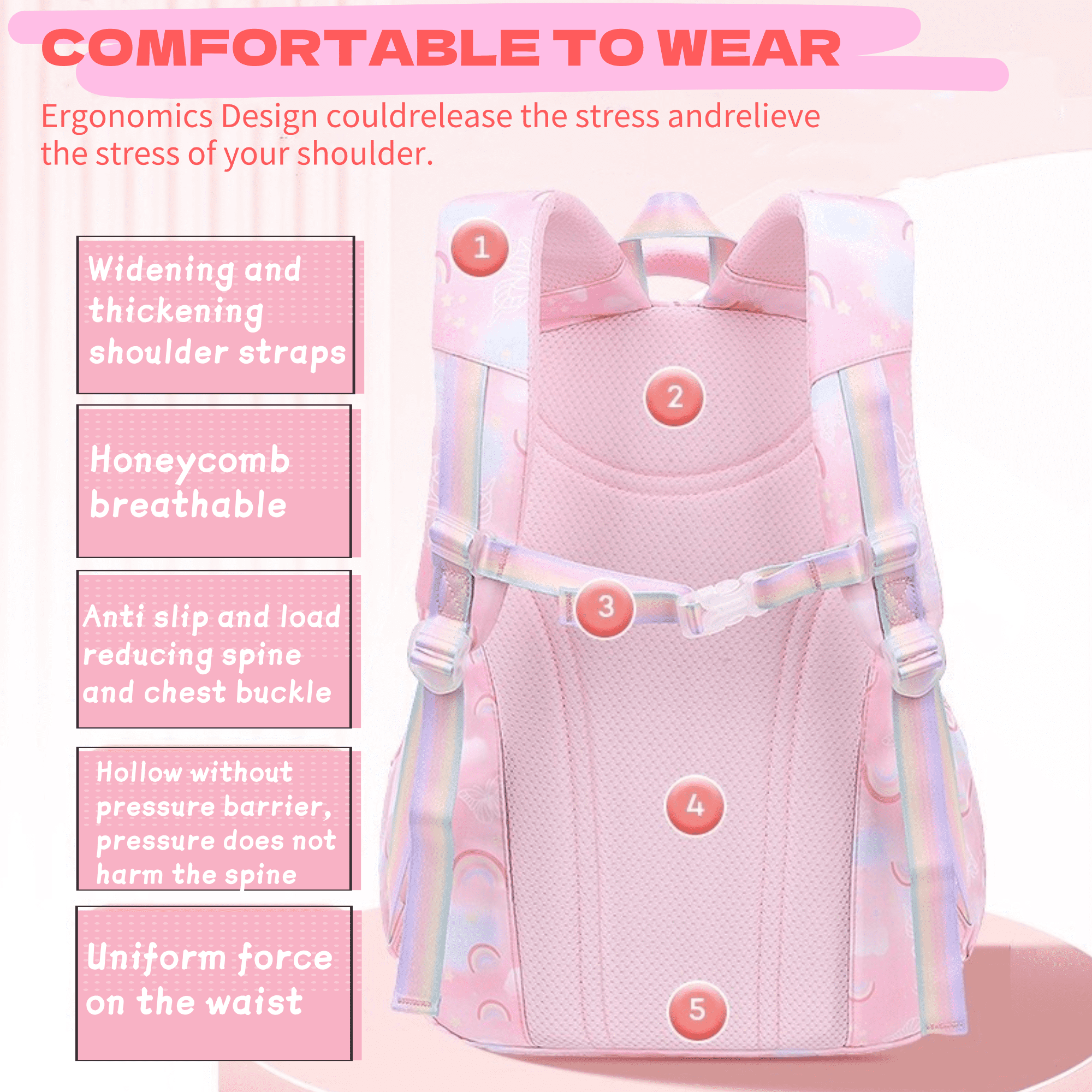 Girls Backpack, Kids Backpack for Girls with Multiple Pockets, Lightweight School Bookpack, Watrer Resistant, Bookbag for Elementary Primary School, Blue