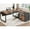 Rustic Brown, variant on 63" Executive Desk with Storage, L Shaped Desk with Power Outlets and CPU Stand, Home Office Desk with Drawers and Shelves, Modern Computer Desk, Grey