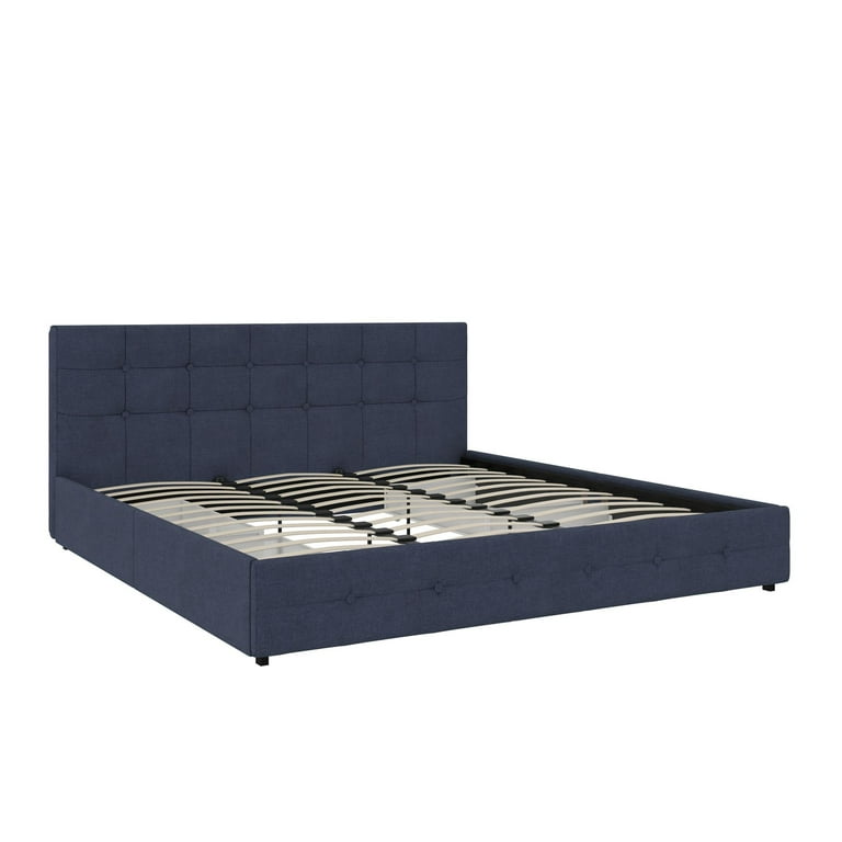 DHP Ryan Blue Velvet Queen Upholstered Bed with Storage DE50117 - The Home  Depot