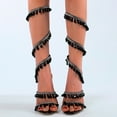 thumbnail image 4 of Dakaela High Heel Stilletos Heels for Women Strappy Dressy Pumps Rhinestone Tassel Sandals Black 8.5, 4 of 7