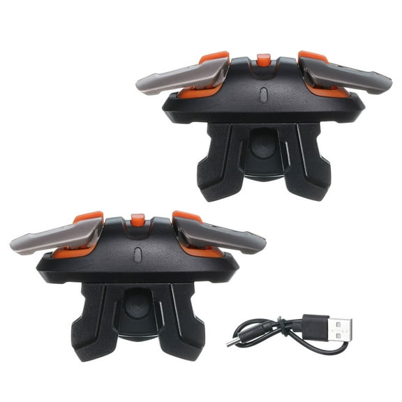 Gaming Trigger Mobile Game Controller 1 Pair Six-Finger Linkage Fire Key Burst Shooter Black