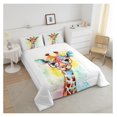 thumbnail image 3 of Jia ma sha Watercolor Giraffe Kids Comforter Set King Size,Cartoon Animals Toddler Bedding Set,Girls Boys Adults Room Decor,Rainbow Tie-dye Boho Down Comforter,Colorful Cute Duvet Insert,2 Pillowcases, 3 of 6