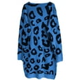 thumbnail image 4 of Fiaer Womens Leopard Print Cardigans Long Sweaters Oversized Long Sleeve Loose Trendy Open Front Knit Tops Blue XXXL, 4 of 5