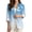 Blue Gradient Magnolia, variant on Purple Glitter Star Galaxy Womens Line-like 3/4 Sleeve Blazer, M, Lapel Collar, Business Casual Blazer, Open Front, Lightweight Trendy Work Suit Jacket with Pockets