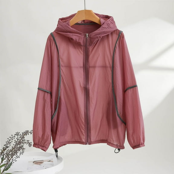 EGNMCR Women's Sun Protection Hoodie Jacket Lightweight Long Sleeve Sun Shirt for Women with Pocket Hiking Outdoor Fall Winter