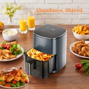 Sybels Air Fryer with Viewing Window, 6-Quart 12-in-1 Multi-Function Appliance for Air Frying, Roasting, Baking & Dehydrating, Gray