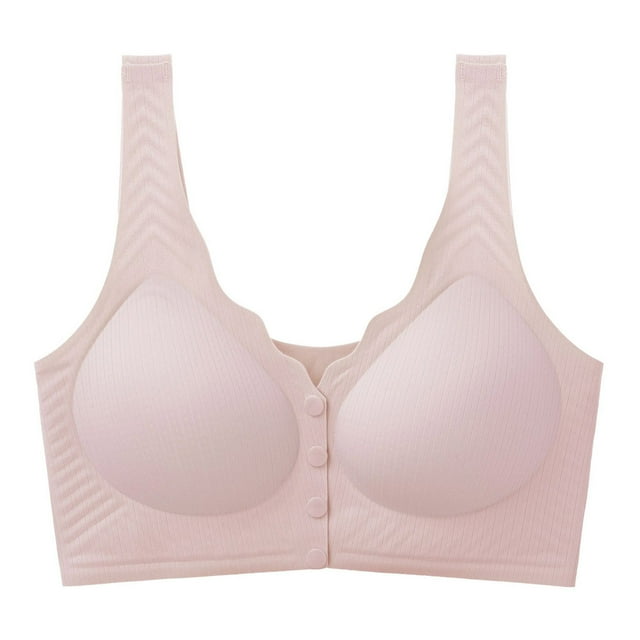 Timegard Wireless Bras for Women Summer Front Closure Back Smoothing Comfy Solid Color Daily Bralette