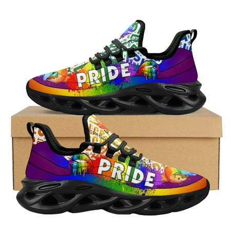 

2024 Women s Chunky Sneakers LGBT Pride Heartbeat Platform Vulcanize Shoes Fashion Breathable Casual Walking Shoes