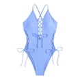 thumbnail image 5 of Yuncity Womens Swimsuits One Piece Lace Up 1 Piece Swimsuit Deep V Neck Bathing Suit Swimwear For Beach Pool Light Blue S-Xxxl, 5 of 5
