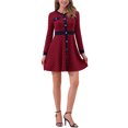 thumbnail image 2 of Vestido A-Line Elegante de Cuello Redondo con Botones de Houndstooth para Mujeres INSPIRE CHIC Talla S, 2 of 6