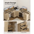 thumbnail image 2 of EYYTHUNG 55" Fluted Executive Desk with Charging Station, Modern Wood Home Office Desk with Storage Shelf & File Drawer, Writing Study Computer Table for Work Study, Light Oak, 2 of 8