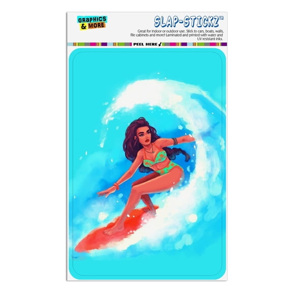 Surfer Girl Surfing On Wave With Surfboard Home Business Office Sign