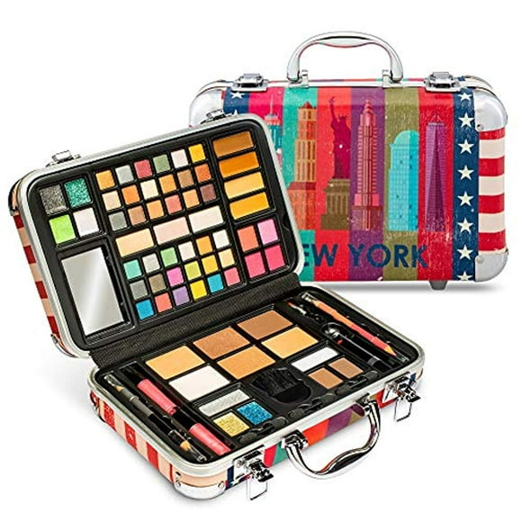 Vokai 74 Piece Makeup Kit Gift Set, Brushes, Eye Shadows, Lipstick & More (New York Case)