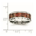 thumbnail image 2 of Stainless Steel Beveled Edge Polished With Red Simulated Opal 8mm Mens Ring Size 11.5 Ring for Men, 2 of 2