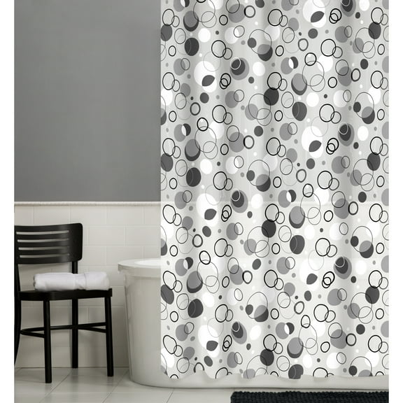 Zenna Home Gray,White,Multi-color Geometric PEVA Shower Curtain, 70" x 72"