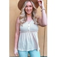 thumbnail image 2 of POGLIP Women's Apricot Waffle Knit Button Ruffled Casual Tank, 2 of 6