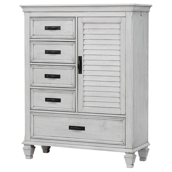 Coaster Franco 5-Drawer Door Chest, Distressed White