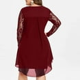 thumbnail image 3 of 2025 Clearance! asdoklhq Womens Plus Size Dresses Clearance, Women Casual Plus Size Sheer Lace Sleeve High Low Hem O-Neck Swing Dress, 3 of 9