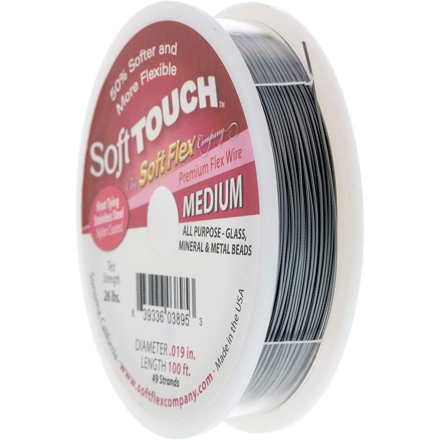 Soft Touch Bead Wire, Clear, 0.019 Inch, 100 Feet BDC401.19, Ideal for beading and jewelry