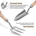thumbnail image 4 of Garden Tool Set, 5 Piece Heavy Duty Steel Gardening Tools Kit With Wooden Handle, Includes Hand Trowel, Transplanter, Weeder, Hand Fork And Hand Rake, 4 of 5