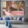 thumbnail image 3 of Mudket Framed Leopard in Pink Gold Bathtub Canvas Wall Art, Trendy Leopard Print Bathroom Wall Decor, Animal Wall Art for Bedroom, Ready to Hang - 12"L x 8"W, 3 of 10