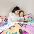 thumbnail image 5 of Castle Fairy Teens Colorful Flying Butterflies Bedding Comforter Set 2pcs,Abstract Gradient Ombre Twin Comforter Sets Microfiber,Dreamy Princess Breathable Bedding Set,Lightweight Room Decor, 5 of 8
