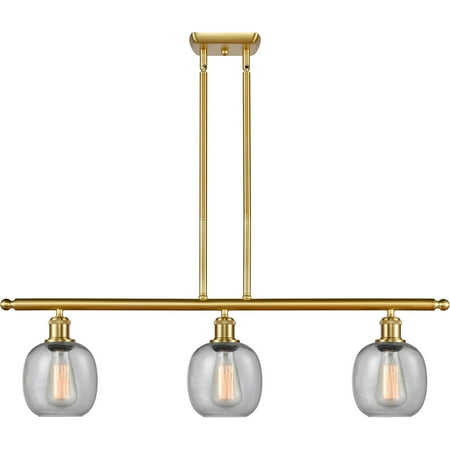 

Satin Gold Tone Island Lighting 36 Wide Seedy Glass Steel/Cast Brass/Glass Medium Base LED 3 Light Fixture