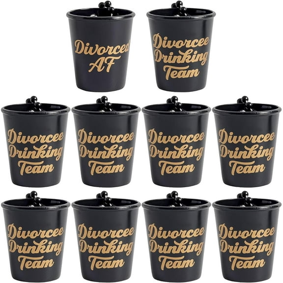 Brosash Divorce Party Favor Shot Glass Set - Pack of 10 Divorce Party Necklaces, Divorce Gifts for Men & Women