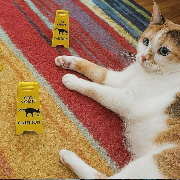 Cat Vomit Sign,Cat Warning Sign Decoration,Cat Decor Funny Gag Gifts,Cat Vomit Sign,Funny Cat Signs Decor,Best Cat Gifts for Cat Lovers(4pcs Cat 4in/10cm)from ANMUYUM