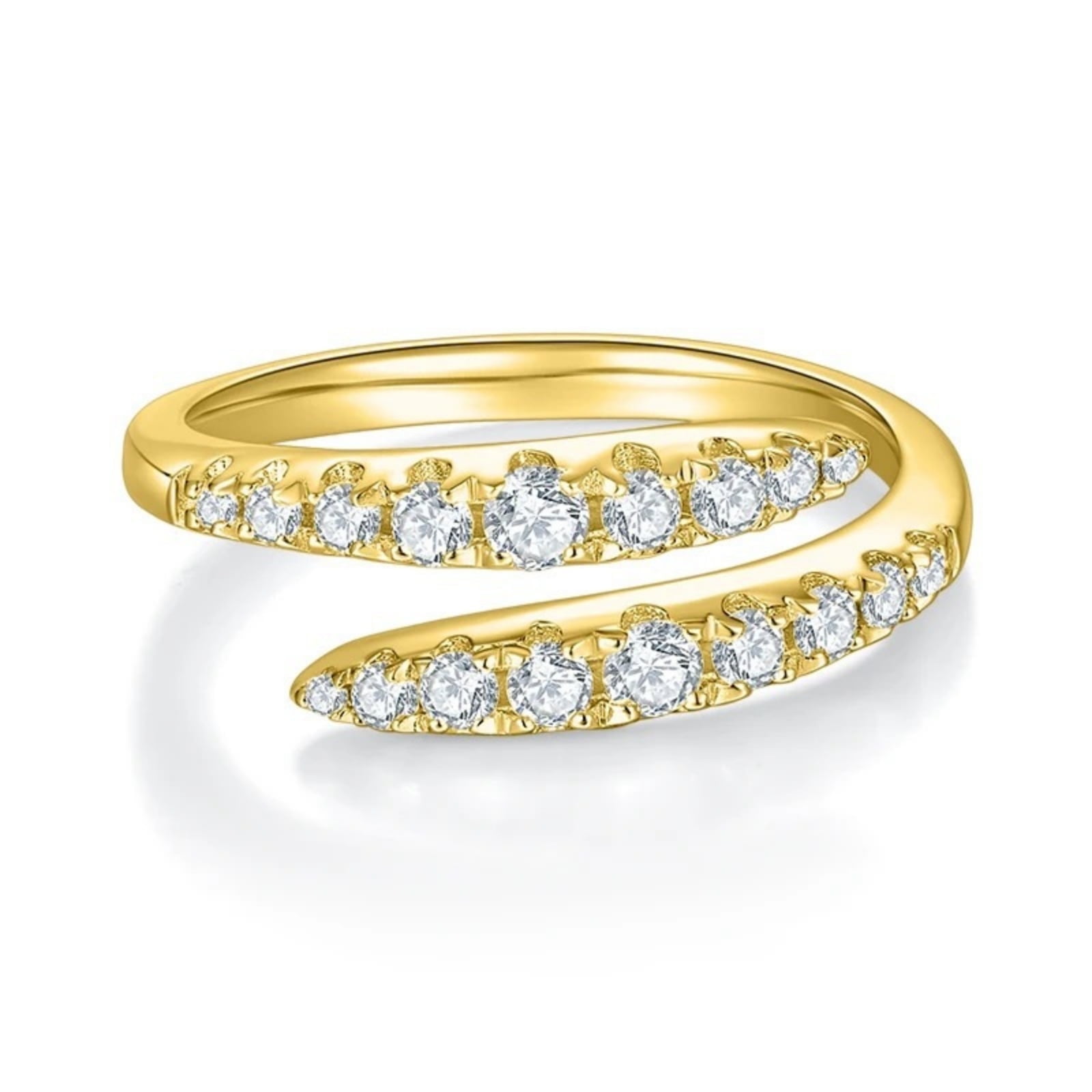 SFTING 925 Sterling Silver Open Twist Eternity Band of Cubic Zirconia Adjustable Ring for Women Teens