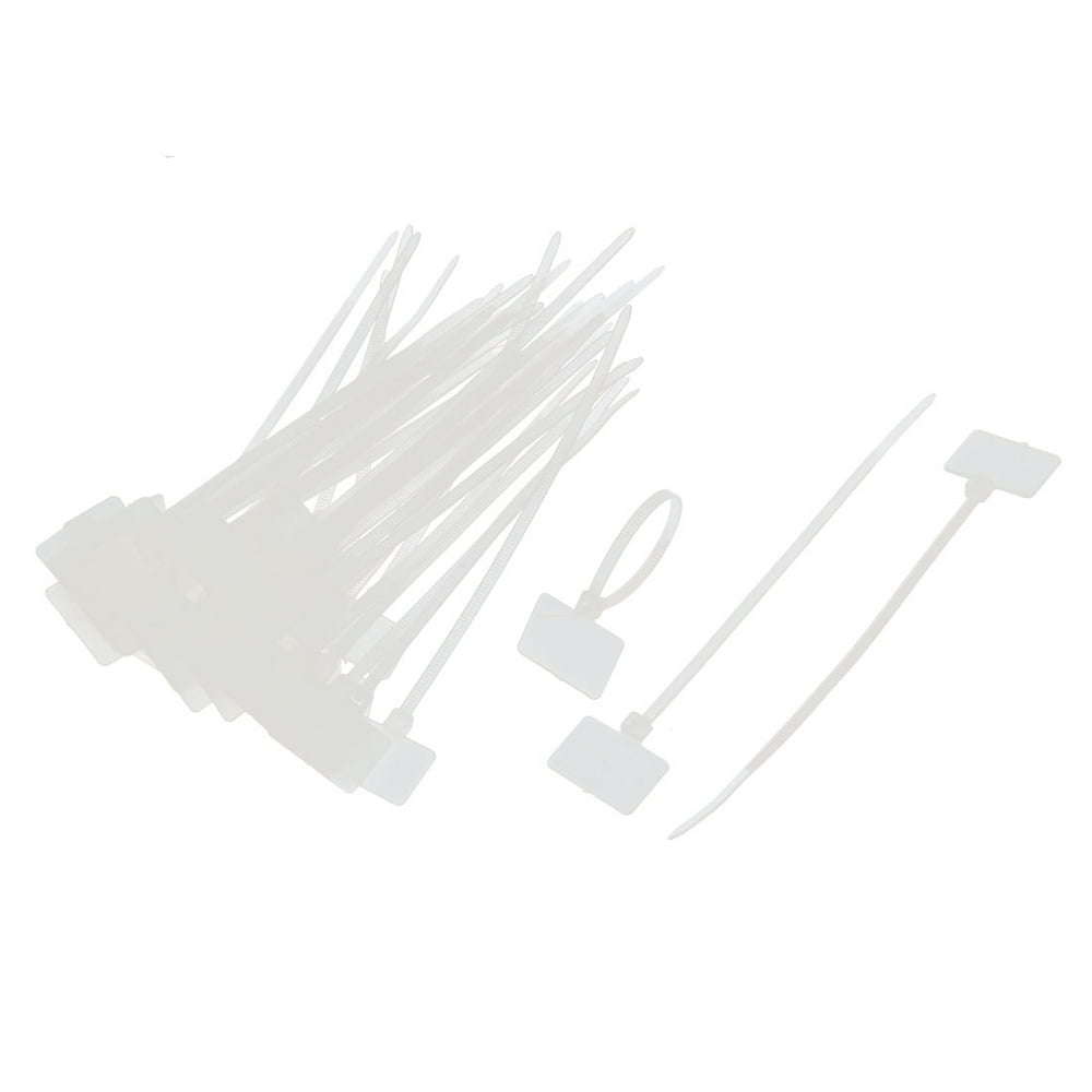 111mm Length White Nylon Zip Ties Write on Label Mark Tags 40 Pcs