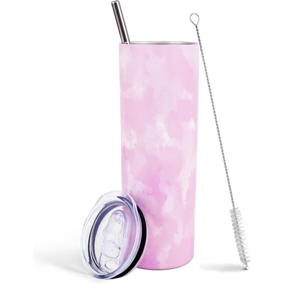 Tie Dye Tumbler 20 Oz, Pink Tumbler with Straw and Lid, Tie Dye Gifts for Women, Tie Dye Water Bottle Coffee Mugs Coffee Travel Mug, Pink Tumbler Cup, Unique Birthday Gifts for Women, Friends