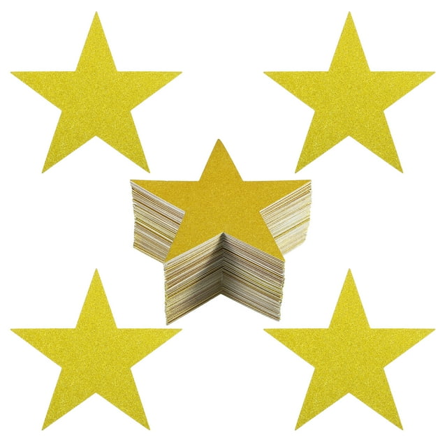 Uxcell Estrellas Recortadas, Paquete de 150 Estrellas de Papel Recortadas para Decoración de Aula, Manualidades DIY, Dorado