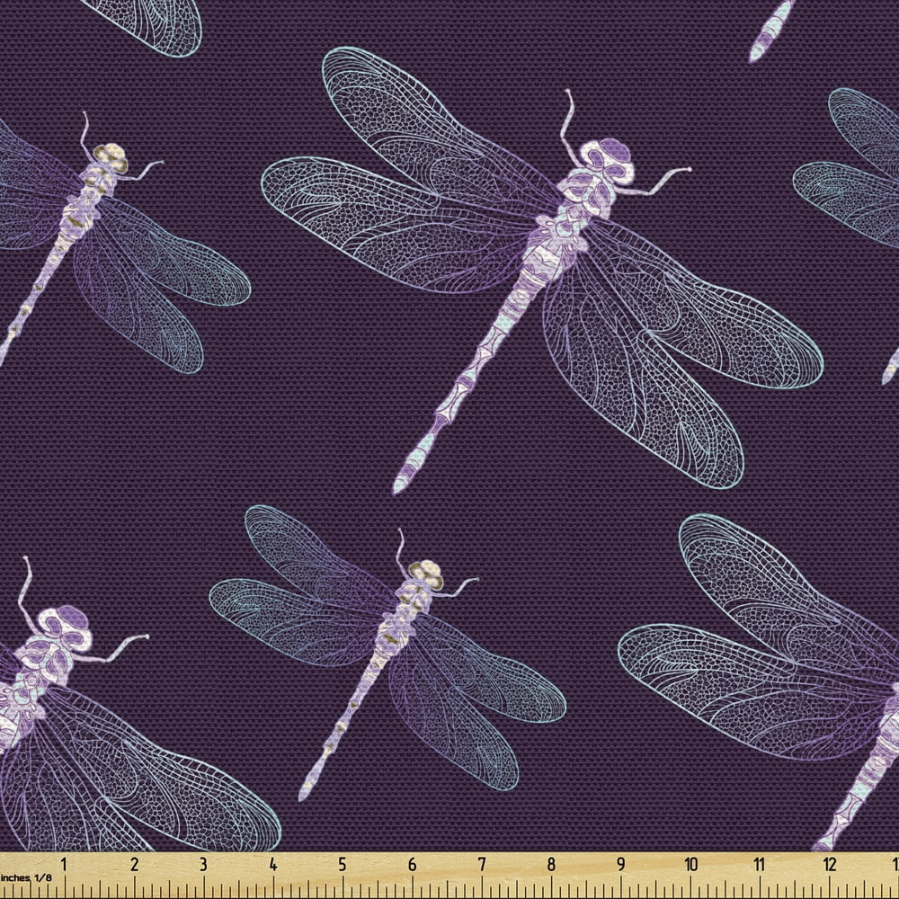Dragonfly Upholstery Fabric by the Yard Tropical Insect with Ornate
